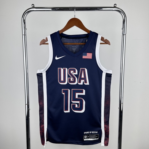 2024 Olympic Games USA Blue #15 Basketball Jerseys-311