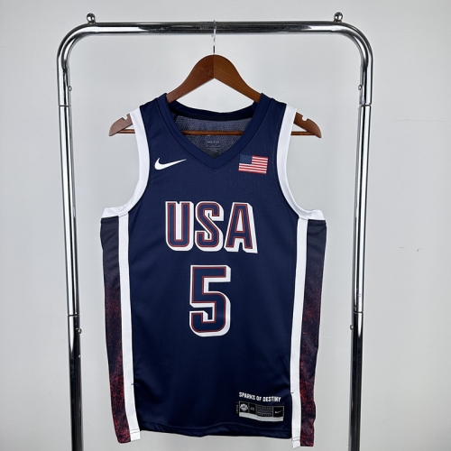 2024 Olympic Games USA Blue #5 Basketball Jerseys-311