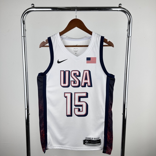 2024 Olympic Games USA White #15 Basketball Jerseys-311