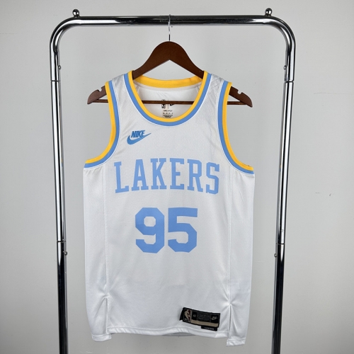 23 Season Retro Version Los Angeles Lakers NBA White #95 Jersey-311