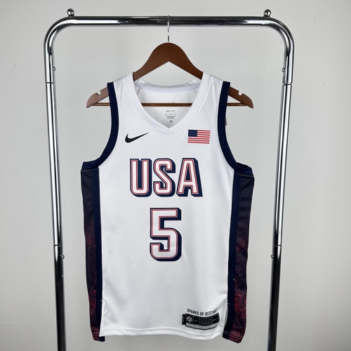 2024 Olympic Games USA White #5 Basketball Jerseys-311