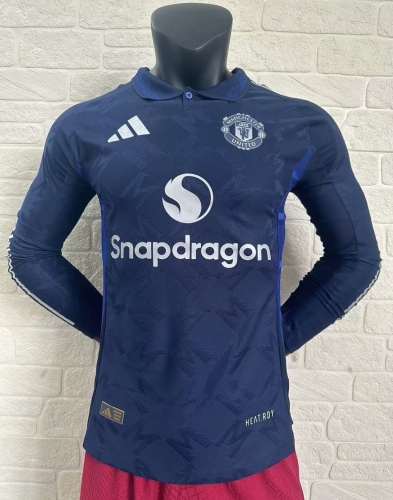 Player Version 2024/25 Manchester United Away Royal Blue Thailand LS Soccer Jeesey AAA-16