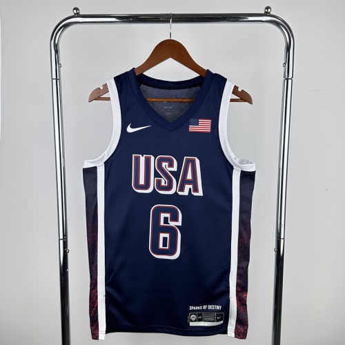 2024 Olympic Games USA Blue #6 Basketball Jerseys-311
