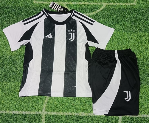 Kids 2024/25 Juventus Home Black & White Soccer Uniform-522/123/516