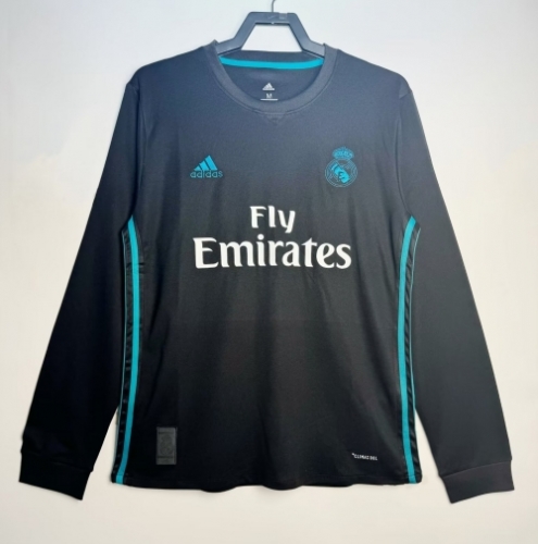 17-18 Retro Version Real Madrid Away Black LS Thailand Soccer Jersey AAA-301/601/811