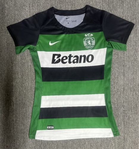 2024/25 Sporting Lisbon Home Green & White &Black Thailand Female Soccer Jersey AAA-311