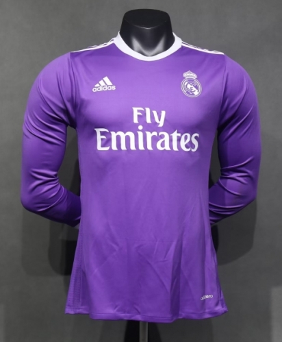 Player Retro Version 16/17 Real Madrid Purple Thailand LS Soccer Jersey AAA-703