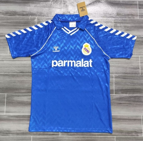 86/88 Retro Version Real Madrid Away Blue Thailand Soccer Jersey AAA-JM