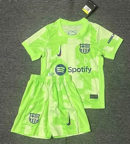 Kids 24/25 Barcelona 2nd Away Green Kids/Youth Soccer Uniform-507/516/123