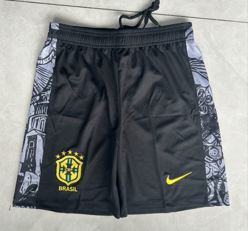 2024/25 Special Version Brazil Black Gray Thailand Soccer Training Soccer Shorts-315