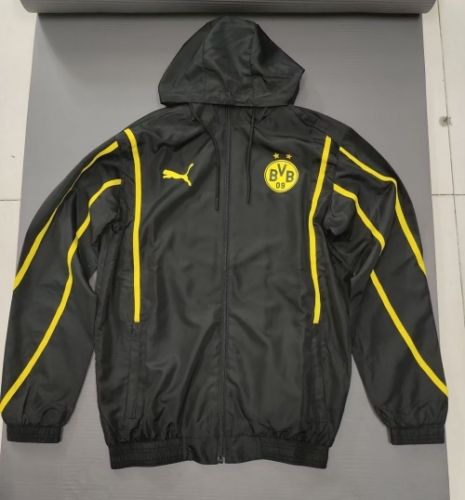 2024-25 Borussia Dortmund Black Windbreaker Hoodies Top-GDP