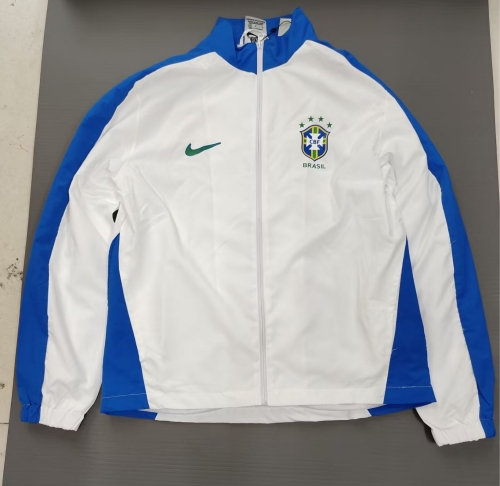 2024-25 Brazil White Windbreaker Hoodies Top-GDP