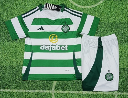 Kids 2024/25 Celtic Home White & Green Kids/Youth Soccer Uniform-123