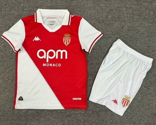 Kids 2024/25 Monaco Home Red & White Kids/Youth Soccer Uniform-1040/208