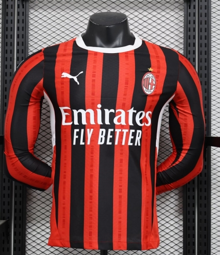 Player Version 204/25 AC Milan Home Red LS Thailand Soccer Jersey AAA-888