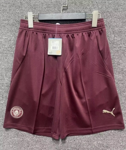 2024/25 Manchester City 2nd Away Red Thailand Soccer Shorts-315