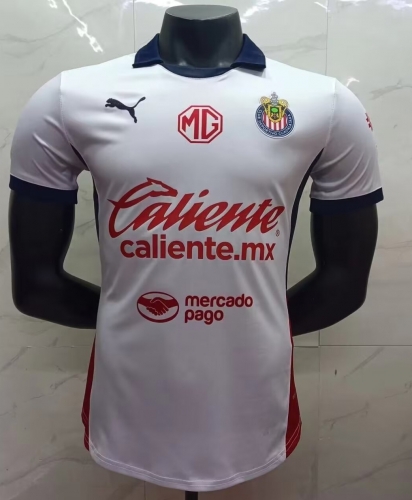 Player Version 2024/25 Deportivo Guadalajara Away White & Red Thailand Soccer Jersey AAA-912/908/16