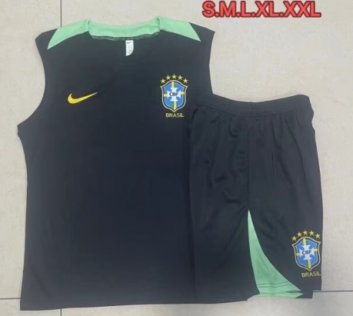 2024/25 Brazil Black Shorts-Sleeve Thailand Tracksuit Uniform-815