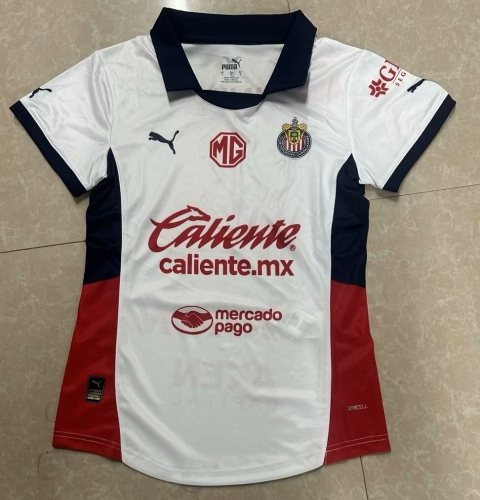 2024/25 Deportivo Guadalajara Away White Thailand Women Soccer Jersey AAA-07