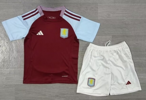 Kids 2024/25 Aston Villa Home Red Kids/youth Thailand Soccer Jersey AAA-A