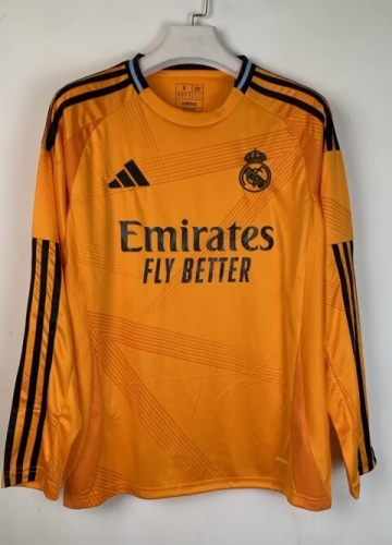 2024/25 Real Madrid Away Orange LS Thailand Soccer Jersey AAA-410