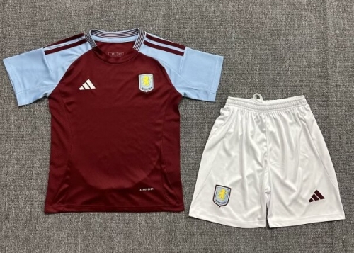 Kids 2024/25 Aston Villa Home Red Kids/youth Thailand Soccer Jersey AAA-123/522/1040