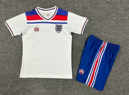 Kids 1982 Retro England Home White Kids/Youth Soccer Uniform-1040