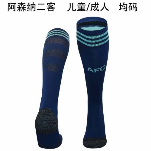 Adult/Kids 2024/25 Arsenal 2nd Away Blue Thailand Soccer Socks