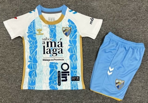 Kids 2024/25 Málaga CF Home Blue & White Kids/Youth Soccer Uniform-208/1040