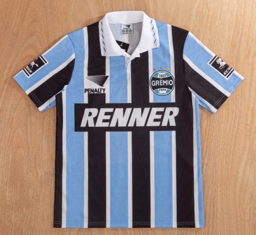 1995/96 Retro Vrersion Grêmio FBPA Home Black & Blue Thailand Soccer Jersey AAA-1041