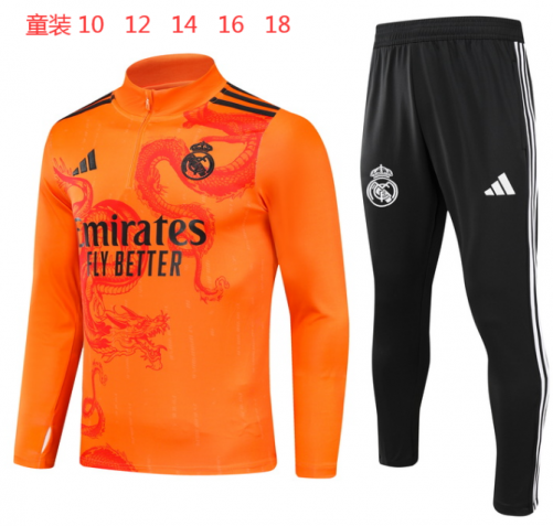 Kids 2024/25 Special Version Real Madrid Orange Kids/Youth Soccer Tracksuit Uniform-GDP