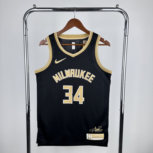 2024 Season Honor Version NBA Milwaukee Bucks Black #34 Jersey-311