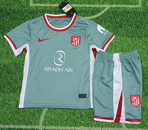 2024/25 Atletico Madrid Away Green Youth/Kids Soccer Uniform-123