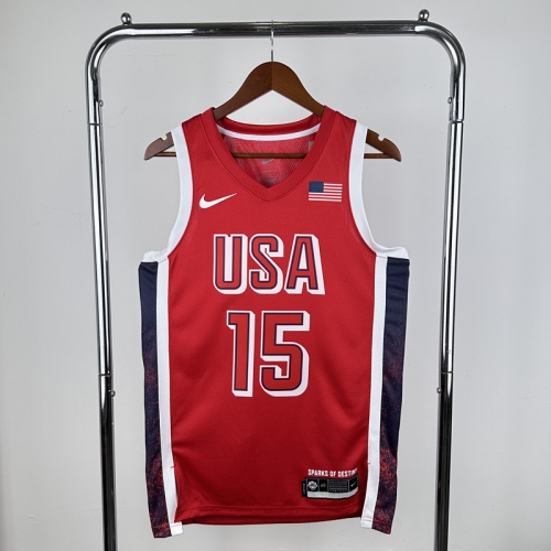 2024 Olympic Games USA Red #15 Basketball Jerseys-311