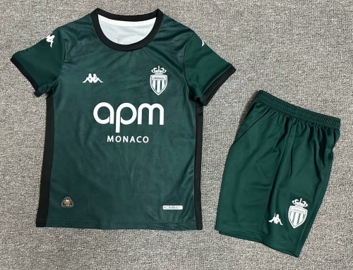 Kids 2024/25 Monaco Away Green Kids/Youth Soccer Uniform-1040