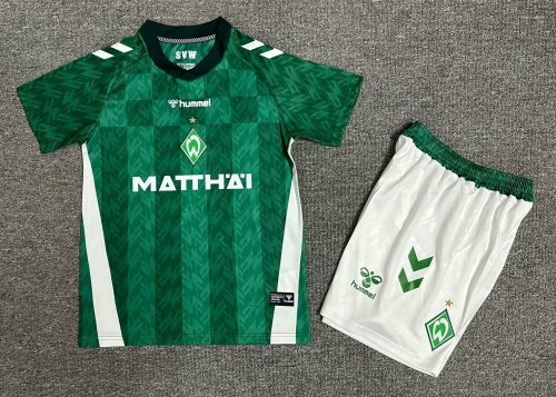 Kids 2024/25 SV Werder Bremen Home Green Kids/Youth Soccer Uniform-1040