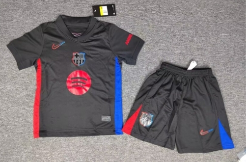 Kids 24/25 New Ads Barcelona Away Black Kids/Youth Soccer Uniform-530/507