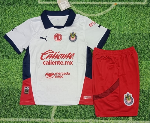 Kids 2024/25 Deportivo Guadalajara Away White Kids/Youth Soccer Uniform-208/507/123