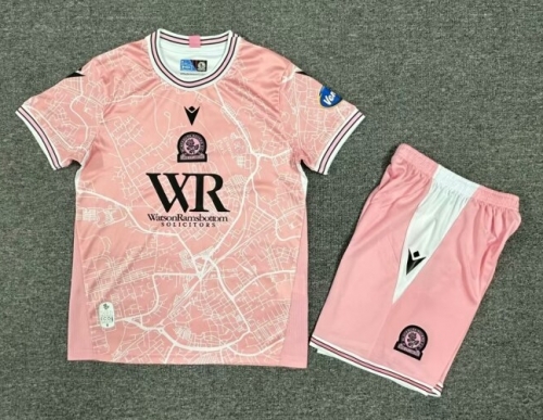 Kids 2024/25 Blackburn Rovers 2nd Away Pink Kids/Youth Soccer Uniform-1040