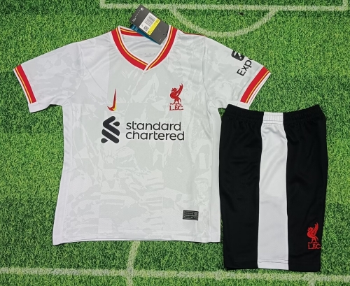 2024/2025 Liverpool 2nd away games White Youth/Kids Soccer Uniform-507/522/123