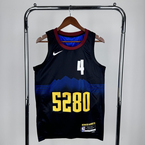 24 Season City Version NBA Denver Nuggets Black & Blue #4 Jersey-311