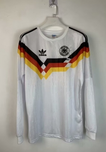 90 Retro Version Germany White LS Thailand Soccer Jersey AAA-410