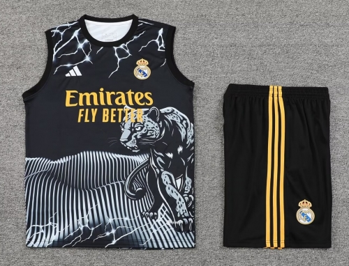 2024/25 Real Madrid Black & Gray Thailand Soccer Training Vest Uniform-418