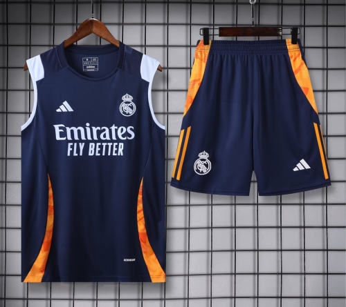 2024/25 Real Madrid Royal Blue Thailand Soccer Training Vest Uniform-418