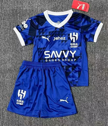 Kids 2024/25 Al-Hilal Saudi Home Blue Kids/Youth Soccer Uniform-516