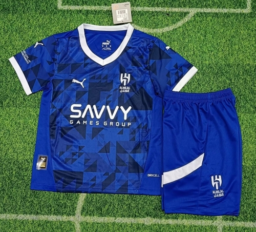 Kids 2024/25 Al-Hilal Saudi Home Blue Kids/Youth Soccer Uniform-516/507/123