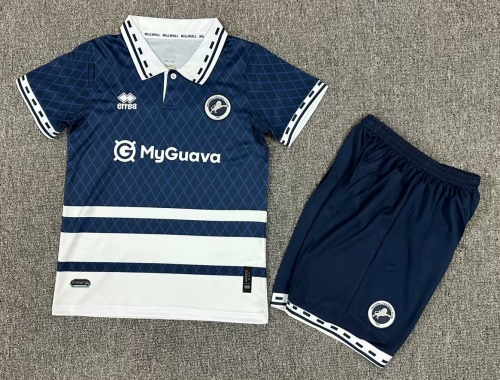 Kids 2024/25 Millwall F.C. Home Blue & White Kids/Youth Soccer Uniform-1040