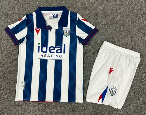 Kids 2024/25 West Bromwich Albion Home Blue & White Kids/Youth Soccer Uniform-208/1040