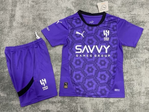 Kids 2024/25 Al-Hilal Saudi 2nd Away Purple Kids/Youth Soccer Uniform-SKE/530