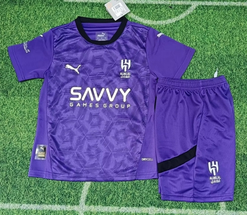 Kids 2024/25 Al-Hilal Saudi 2nd Away Purple Kids/Youth Soccer Uniform-507/530/123